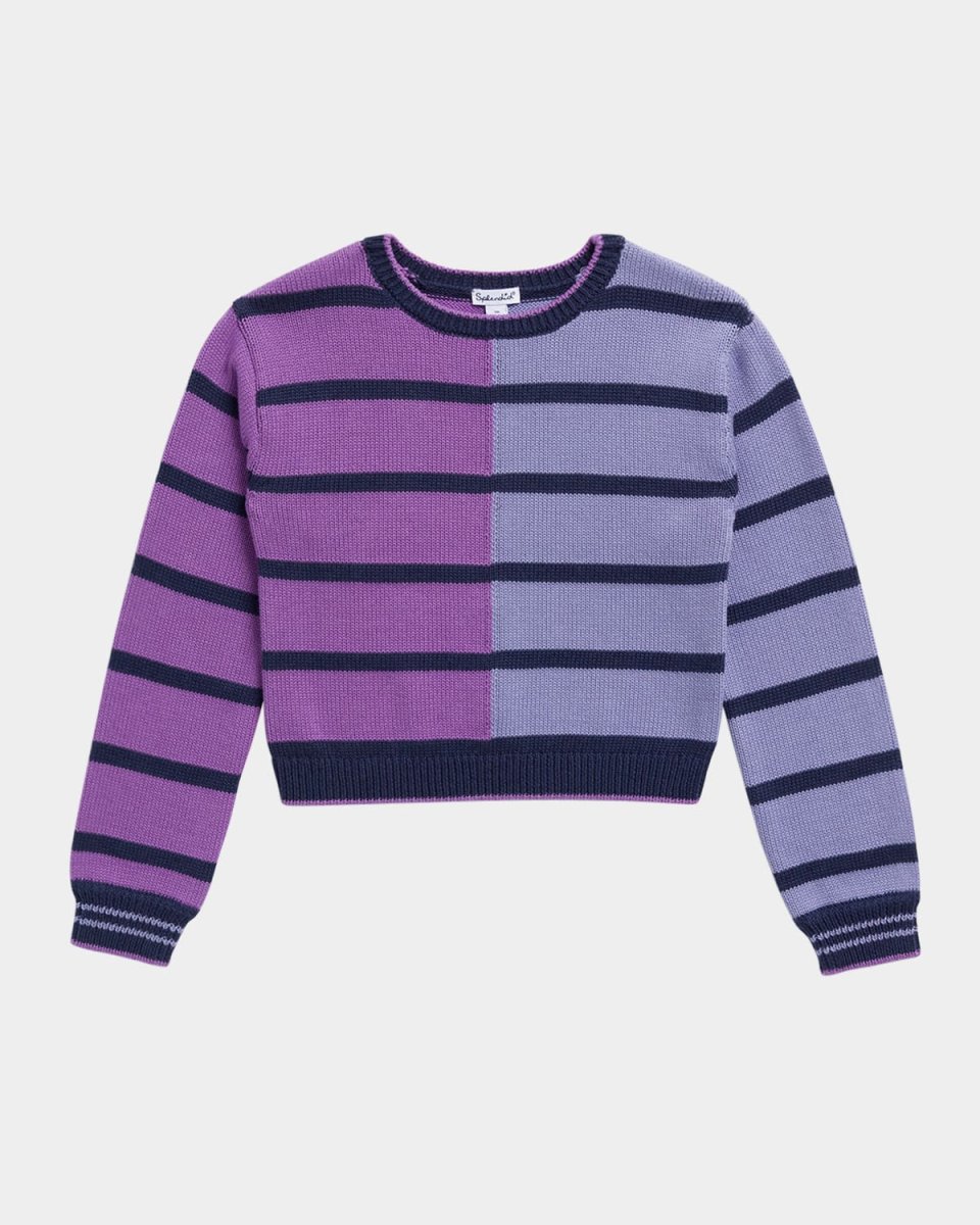 Girl's Miss Match Striped Cotton-Blend Sweater, Size 7-14